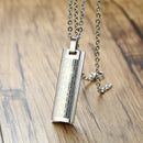 Stainless Steel Carved Cross Lord's Prayer Dog Tag Pendant Necklace For Men