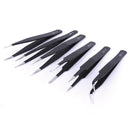 6X Non-magnetic Steel Fine Curved Tip Tweezers Forceps Anti-static ESD SMD chips