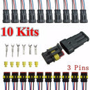 10 Set 3 Pin Way Car Super seal Waterproof Electrical Wire Connector Pl FIY