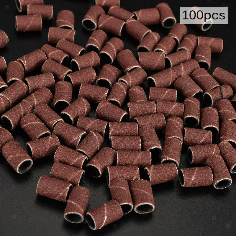 100 Pieces Nail Drill 180 Grit Sanding Bands Machine Replacement Bits Pedicure .