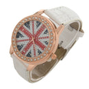 Women Lady Girl Union Jack Uk British Flag White Leather Quartz Watch WAA21