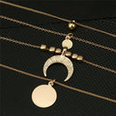 Multilayer Choker Horn Long Crescent Moon Pendant Necklace Chain Jewelry Wome JR
