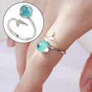 Women Ring Mermaid Tail Crystal Ring Diamond Bend Size Adjustable Open Ring G1K3