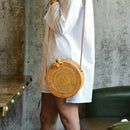 Bali Island Hand Woven Bag Round Butterfly buckle Rattan Straw Bags Satchel