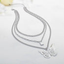 Multi-layer Necklace Women Hollow Out Butterfly Lock Choker Pendant Jewelry A