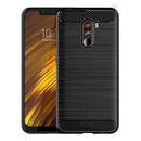 Brushed Carbon Fiber Phone Case TPU Phone Shell for Pocophone F1 (Black) A