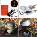 11pcs Camping Cookware Mess Kit w/ Pot Stoves Carabiner Set Color_C
