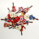 100pcs Novelty Guitar Shape Wood Buttons Handcrafts for Sewing Scrapbooking