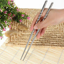 1Pair Chinese Stylish Non-slip Design Chop Sticks Stainless Steel Chopsticks  ^L