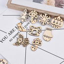 50Pcs Mixed Christmas Halloween Wood Slice Ornaments DIY Craft Decoration Charm-