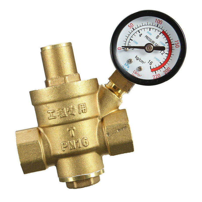 1Pcs Adjustable Brass Water Pressure Reducing Valve Regulator Reducer 1/2''