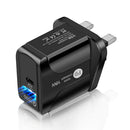 18W PD QC3.0 USB Charger USB C Quick Charge 3.0 Wall Charger (UK Black) A