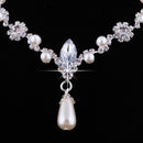 Wedding Faux Pearls Rhinestone Necklace Water Drop Earring Jewelry Set JR