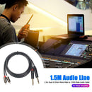 Dual 1/4 Mono Male to 2 RCA Male Adapter Cable Cord for Mixer Amplifier 1.5m