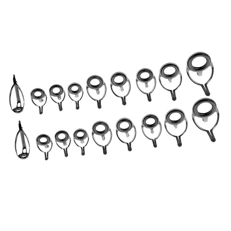 18pcs Stainless Steel Fishing Rod Leg Guides Tip Repair Kit Eye Rings Tackle