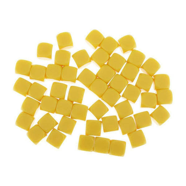 50pcs Round Edge Blank Dices D6 Six Sided RPG Gaming Dice Gift Yellow