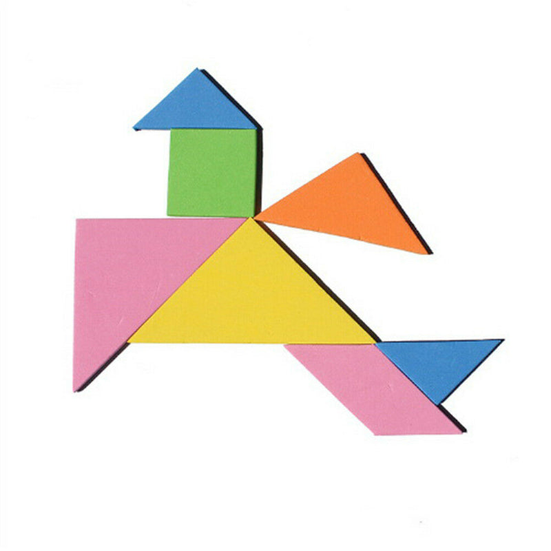 1 set Rainbow Color EVA Tangram DIY Foam Puzzle Kids Brain Educational J Gw