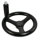 Black 18mm x 200mm 3 spoke handwheel with rotating handle A5H2