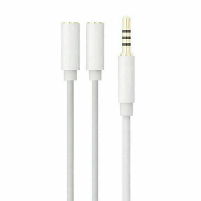 3.5mm Stereo Audio Male to 2 Female Headset Microphone Cable Y Splitter