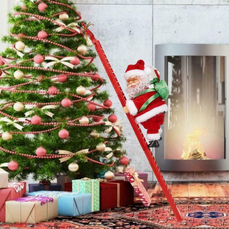 Christmas Santa Claus Toys Electric Climb Ladder Christmas Tree Hanging Ornament