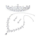 Necklace and earrings rhinestone diadem for bridal wedding I5C7