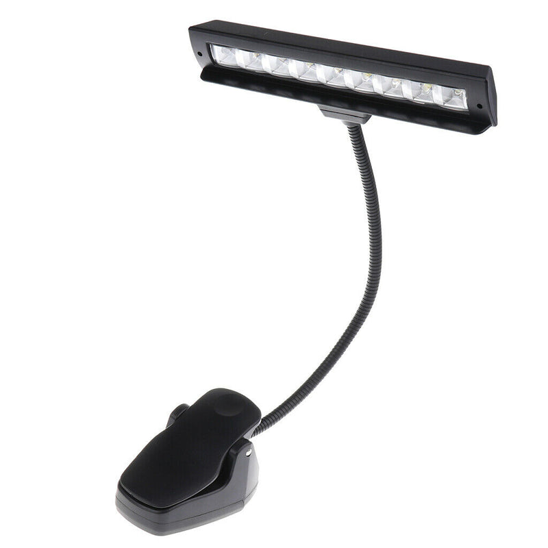 Flexible 9 LED Music Stand Lamp Clip-on Bedroom Desk Book Reading Light Black