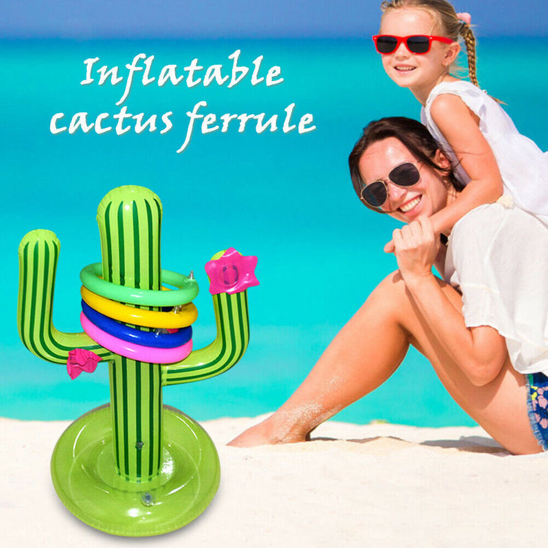 Inflatable Cactus Ring Target Toss Floating Ring Game Swimming Pool Toys