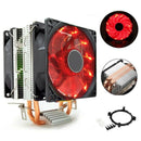 Led Dual Fan 2Heat Pipe Quiet Cpu Cooler Heatsink For Intel
