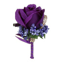 Lilac & Violet Rose Flower Pin Wedding Bridal Corsage Groom Boutonniere Set