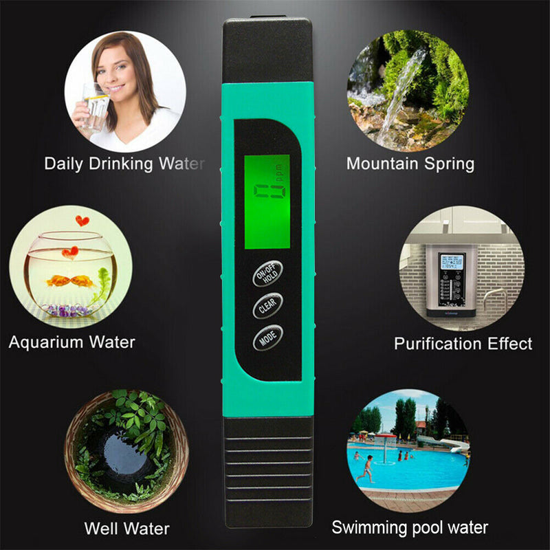 Intelligent Backlight LCD PH Meter TDS EC Water Quality Temperature Tester New