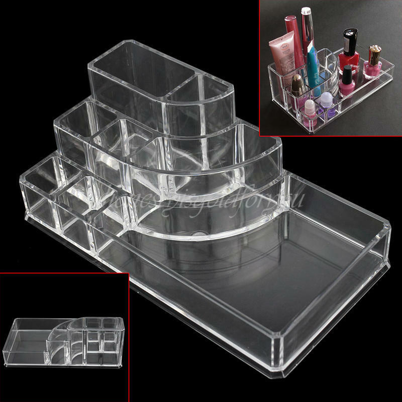 Acrylic Clear Make Up Organiser Cosmetic Stand Display Storage Case 8 Tip
