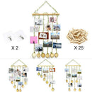 Hanging Photo Display,Diy Pictures Organizer With 25Pcs Wooden Clips 2 Hook X6P3