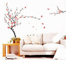 Pink Peach Blossom Branches Tree Butterfly Vinyl Removable Wall Decor Stick