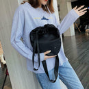 Fashion Drawstring Messenger Bag Women Solid Color Casual Shoulder Handbag