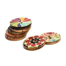 50Pcs/set Flower Picture Wood 2 Holes Button Mixed Color Apparel DIY Sewing C3E4