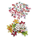100Pcs Butterfly Flower Drawing Colored Wooden Buttons for Sewing DIY Craft