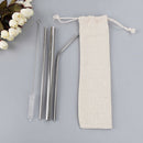 3pcs Stainless Steel Drinking Straws Reusable Metal Straws+1pc Cleaner Brush FT