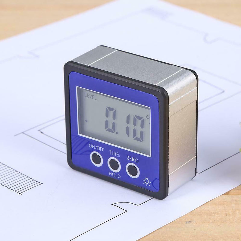 Magnetic Digital Protractor Inclinometer Level Box Angle Finder Box Gauge (Blue)