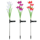 Outdoor Solar Garden Stake Lights 3 Pack With 12 Lily Flowers,Solar Flower