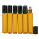 Refillable Aromatherapy Essential Oils Roll On Bottles, 6 Pack, Glass + Plastic