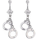 Handcuffs Belly Button Rings Crystal Rhinestone Navel Bar Body PiercingJewelryLJ