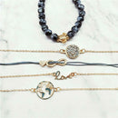Letter Love Chain Bracelet Set Turtle Map Beads Women Jewelry Pendant Gifts