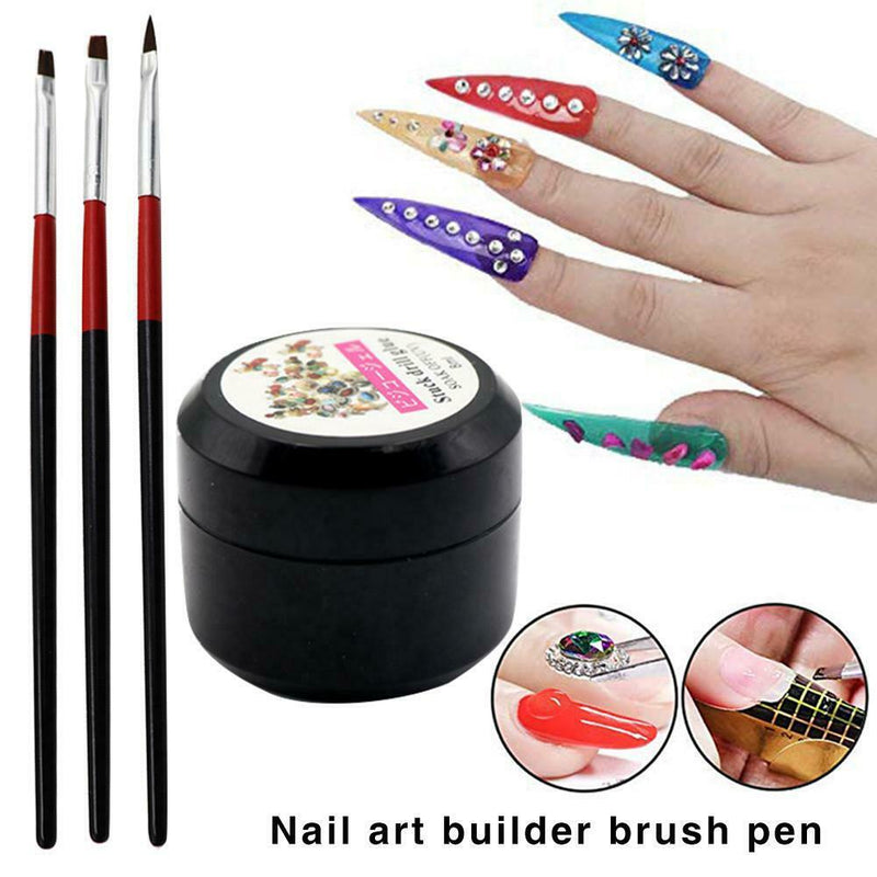 3pcs Nail Art Pen & 8ml Gel Set UV Gel Builder Painting Brush Pen Glue Tool