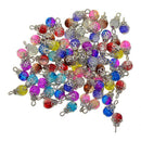 50pcs Crackle Glass Bead Charms Floral Pendants For Jewelry Making Bracelets