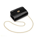 Crocodile Leather Messenger Bag Women Retro Purse Shoulder Handbag (Black)