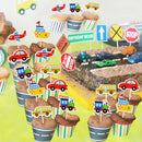 5pcs Cartoon Car Transport Cake Fruit Decorative Food Picks Cupcake ToppersTOCA