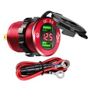 Quick Charge Car Charger Socket QC3.0 Socket LED Voltmeter Boat Red