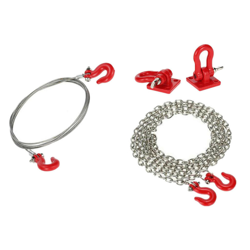4PCS RC Rock Crawler 1:10 Tow Hook+Trailer Rope+Steel Tow Chain for Traxxas Hsp