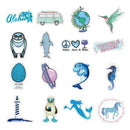 100Pcs Grils' Blue Graffiti Animal Cartoon Computer Stickers Luggage Car Decals
