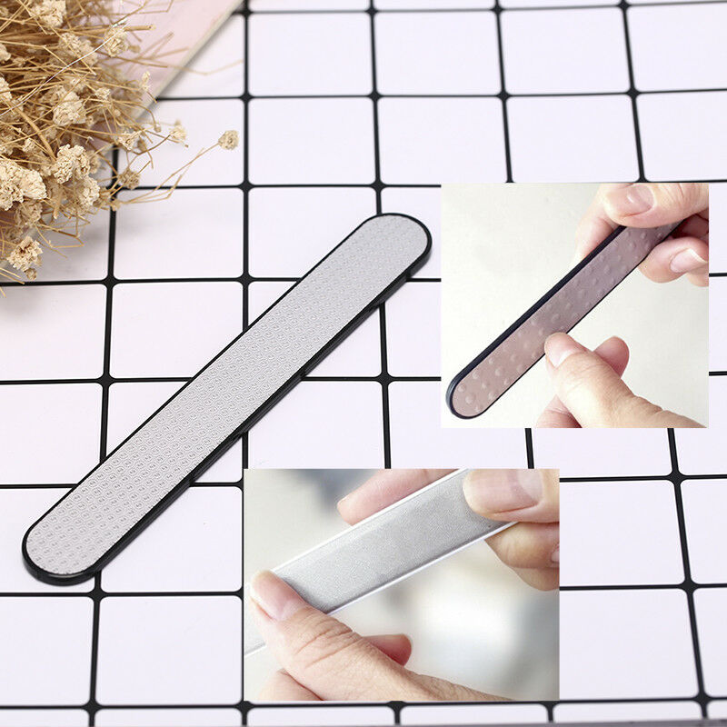 Professional Nail File Double Sided Stainless Steel Nail Sanding Polishing  Hn